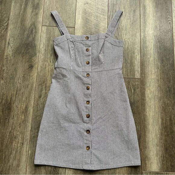 Hollister Pinstripe Button Down Striped Mini Dress Size Small - Picture 11 of 15